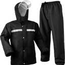 Coralrain Rain Suit Safety Waterproof Rain Jacket and Trouser Suit Raincoat With Hood lining For Men Women Adults Breathable (X-Large, Black)