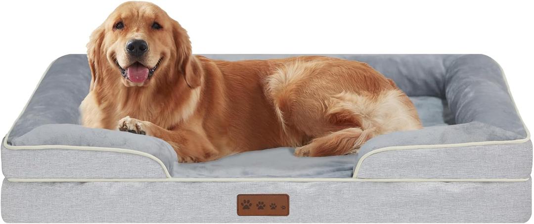 Orthopedic Dog Bed XLarge Sized Dogs- Waterproof Memory Foam 44x32 Inch Pet Couch Bed with Removable Washable Cover & Non-Slip Bottom, Giant Dog Sofa Beds (XL, Grey)