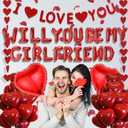 Will You Be My Girlfriend - 550 Pcs Red Letter Foil Balloons I Love You Banner Garland Streamer Rose Petals Valentine's Day Decorations For Romantic Confessions Anniversaries Proposal Engagements