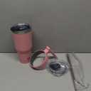 40 oz Tumbler with Handle and 2 Straw 2 Lid, Insulated Water Bottle Stainless Steel Vacuum Cup Reusable Travel Mug, Light Pink