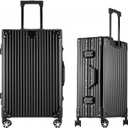 HotWay 28 Inch All Aluminum Checked in Luggage, Hard Shell Suitcase with Spinner Wheels and TSA Lock, Large Silver Suitcase for Travel, Black