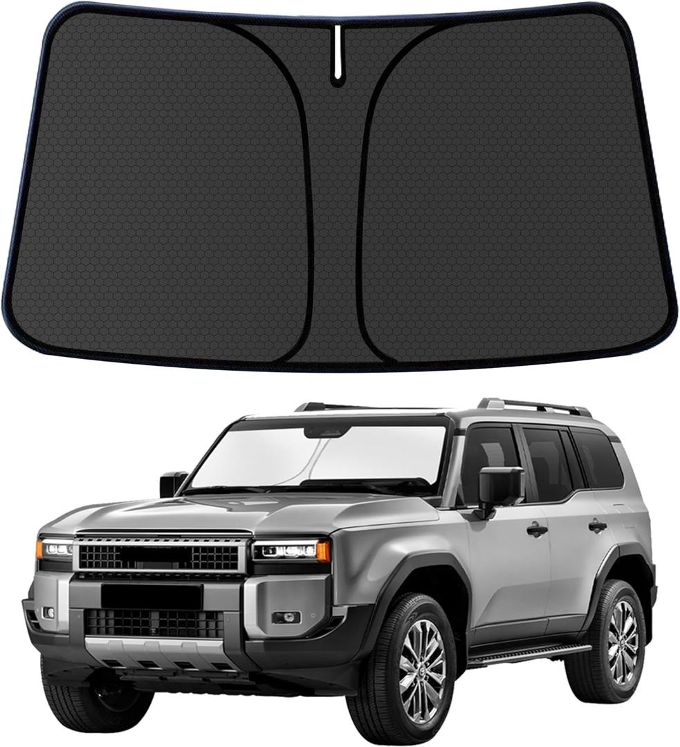 Land Cruiser Customized Windshield Sun Shade for 1998-2025 2026 Land Cruiser Front Window Sunshade Visor Protector Foldable Blocks UV Rays Keep Car Cooler Accessories