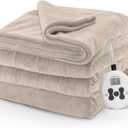 Sunbeam Electric Royal Luxe Microplush Heated Blanket, 12 Heat Settings, 12-Hour Selectable Auto Shut-Off, Fast Heating, Warm and Cozy, Mushroom, Full, 84" x 72"