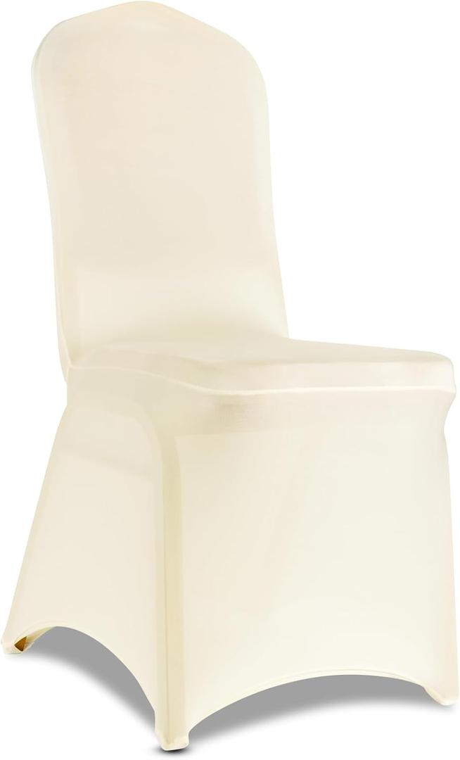 100 Pieces Ivory Chair Covers - Versatile Stretch Polyester Spandex Dining Chair Slipcovers for Dining, Party, Wedding, Banquet, and More