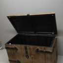 Household Essentials Decorative Trunk, Victorian, Large, Chinese Fir Wood, Aged-Wood Finish with Metal Accents, Fully Opening Lid, Stout Design, Ring Handles