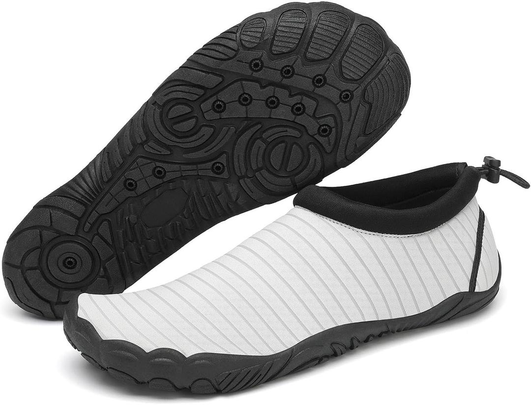 Mishansha Womens Mens Water Swim Shoes Wide Toe Box Barefoot Shoes US Size 5.5-13.5 Women / 3-11.5 Men (Pale Grey-e0177)