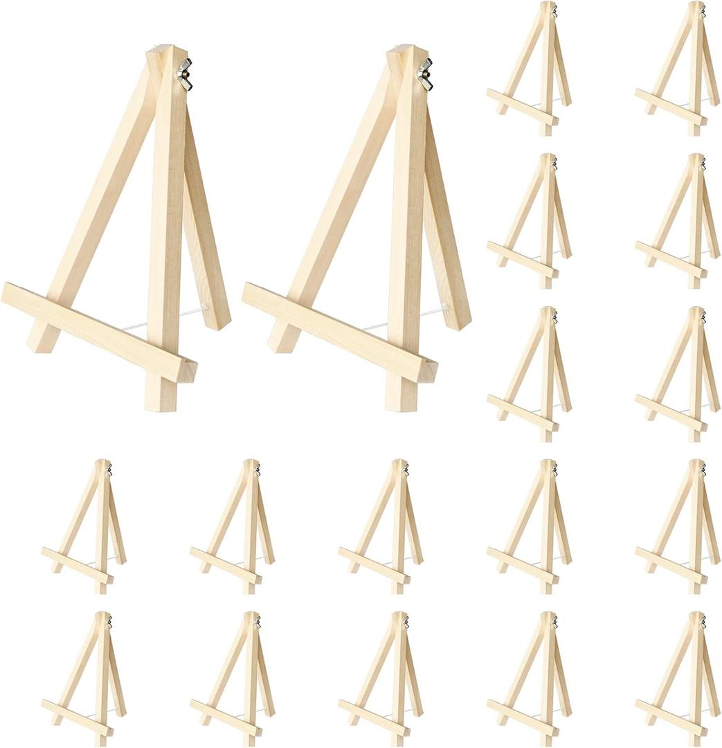 Kinlink 9 Inch Tall Wood Easels for Display Set of 18, Display Easel Tabletop, Painting Easel Stand for Artist Students