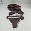Verdusa Women's 3 Piece Swimsuit Bandeau Bikini Set Bathing Suit with Cover Up Dress, Brown, Medium