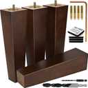 Airy Abode Premium Walnut Square Furniture Legs (Full Install Kit) Brown, 10 Inches