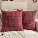 FUTEI Christmas Red Plaid Throw Pillow Covers 18x18 Inch Set of 2 Buffalo Check Holiday Decorative Cushion Case Farmhouse Home Decor for Couch Bed Living Room