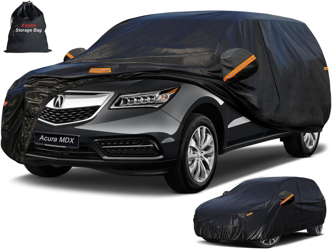 Kayme 7 Layers SUV Car Cover Custom Fit for Acura MDX (2001-2025) Waterproof All Weather for Automobiles, Outdoor Full Cover Rain Sun UV Protection.Black