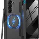 VEGO for Z Fold 6 Case with S Pen Holder[Compatible with Magsafe][Built-in Screen Protector][Hinge Protection] Anti-Peeping Hard PC Cover Full Body Shockproof Privacy Case for Galaxy Fold 6 2024 (Black)