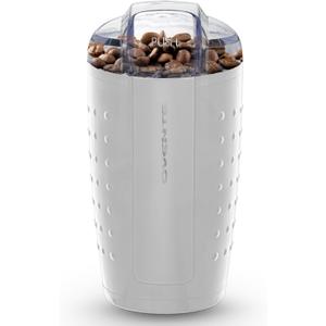 OVENTE Electric Coffee Grinder, Coffee Mill and Spice Grinder with 2.5oz Capacity, 150W Motor, One Touch Push-Button & Stainless Steel Blades for Uniform Grinding of Beans, Herb or Nuts, White CG225W