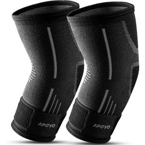 APOYO Elbow Brace for Tendonitis and Tennis Elbow, (Pair) Compression Sleeve for Arthritis, Workouts, Reduce Joint Pain During Fitness Activity (Large)