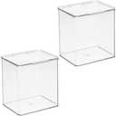 mDesign Kids Plastic Stackable Toy Storage Organizer Box Container with Hinged Lid for Storing Action Figures, Crayons, Building Blocks, Puzzles, Wood Construction Sets, Cars, 2 Pack - Clear