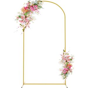 Wokceer 6.6 FT Wedding Arch Backdrop Stand Gold Metal Chiara Backdrop Stand for Wedding Ceremony Birthday Party Bridal Baby Shower Photo Booth Garden Floral Balloon Arch Decoration (6.6 x 3.3 FT (HxW))