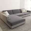 Velvet Couch Cushion Covers, Sectional Couch Covers for Sofa Seat Covers, Stretch (Grey, Small Seater Cushion Covers, 1PCS)