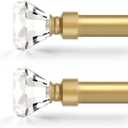 Orger Diamond Curtain Rods for Windows 30 to 54 Inches, Gold Curtain Rods with Crystal Diamond Finials, 1 Inch Decorative Curtain Rod, 2 Pack