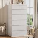 White Tall 7 Drawer Dresser for Bedroom, Modern Wood Closet Dressers & Chests of Drawers with Jewelry Storage, 23.6" L*15.8" W*47.5" H in Large Vertical Dresser for Bedroom, Living Room, Nursery
