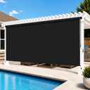 11'W x 8'H Black Outdoor Roller Shade with Crank Wand Patio Shades Roll up, UV Blocking & Privacy Protection, 132"W x 96"H