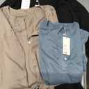 3 Pack Women's Oversized Waffle Knit Shirts Long Sleeve Henley V Neck Tops Button Up Loose Casual Pullover Sweater, Black, Mocha, Haze Blue (Size Large)