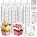 600 Pcs 5 oz Dessert Cups with Lids & Spoons, Reusable Clear Plastic Parfait & Appetizer Cups, Mini Dessert Shooters for Pudding, Yogurt, Jello, Ice Cream, Trifle & Fruit - For Party & Wedding