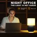 Modern Black Small Table Lamp with Cotton Linen Shade, 10.4-inch LED Desk Light, One-Button Switch for Bedroom, Living Room, Nightstand, Includes Warm Light Bulb