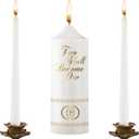 Frienda Unity Candles for Wedding Ceremony Set Wedding Unity Taper Candles Catholic Religious Ceremony Accessories(Cross)