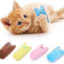 Nobleza Kitten Toys for Indoor Cats, 4 Pack Catnip Cat Teething Chew Toys with Crinkle Paper, Soft Plush Interactive Toy Funny Cute Birthday Gift for Kitty Kicking & Playing, Brown/Blue/Pink/Yellow