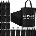 Windyun Reusable Grocery Bags Large Non Woven Shopping Bags with Handle Foldable Portable Tote Carryall Bulk 11.8x6x13.8 Inch (Black)