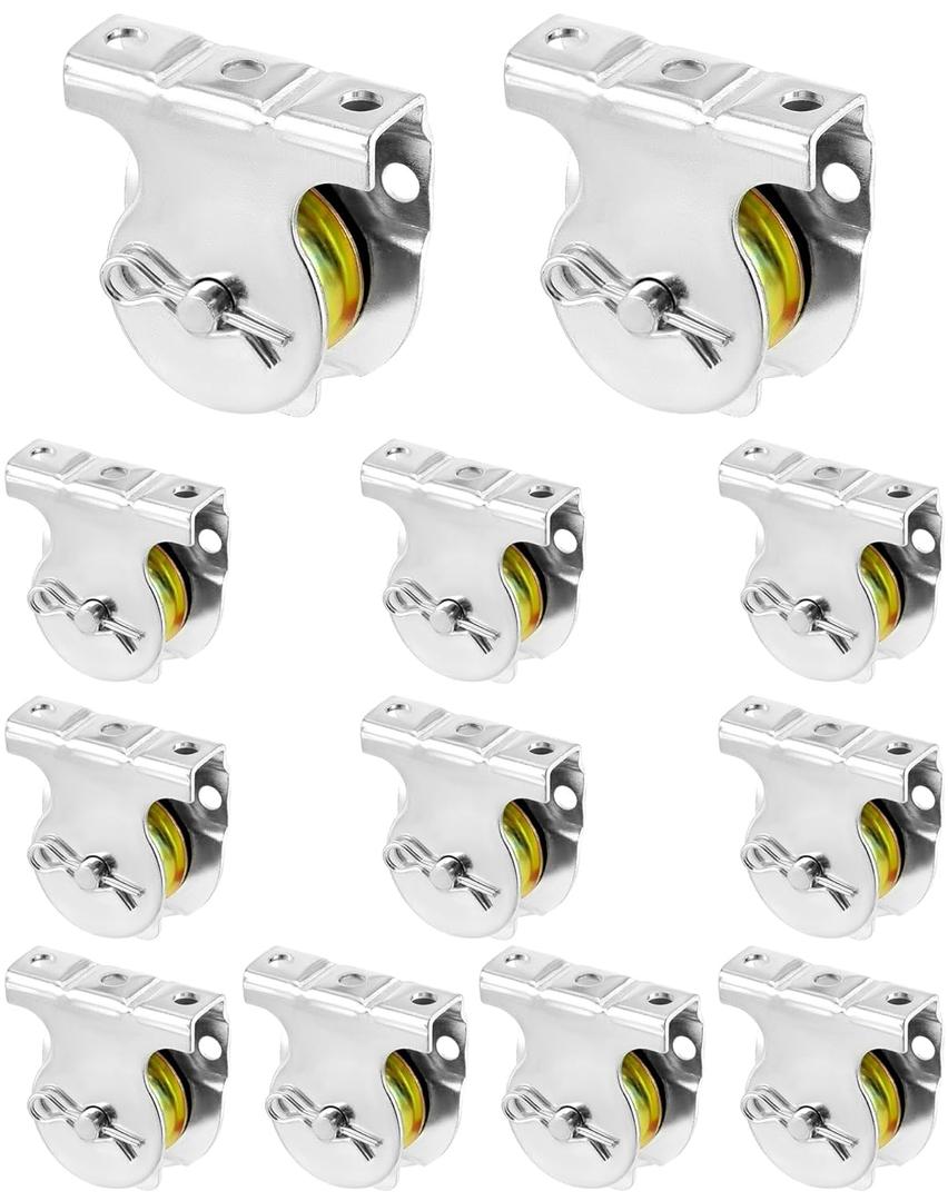 QWORK Wall Mount Pulleys, 12 Pcs 1-1/2" Ceiling Mount Single Pulley V-Groove Pulley Hardware Accessories for 3/8" Wire or Rope, Working Load 420 Lbs, Heavy-Duty Iron Galvanized Pulley QWORK Wall Mount Pulleys, 12 Pcs 1-1/2" Ceiling Mount Single Pulley V-Groove Pulley Hardware Accessories for 3/8" Wire or Rope, Working Load 420 Lbs, Heavy-Duty Iron Galvanized Pulley