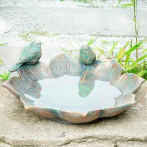 MUMTOP Bird Baths for Outdoors, Antique Outdoor Garden Bird Bath Resin Birdbath Bowl with Vintage Bird Ornament for Outside Yard Table Decor (Bronze)