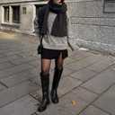 Lumeheel Black Knee High Boots for Women - Low Heel Square Toe Fall Tall Boots with Side Zipper (Black)
