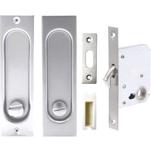2 x Privacy Pocket Door LockRectangle 304 Stainless Steel Pocket Door Hardware, Sliding Pocket Door Handle,for 1 3/8 to 2 3/16 Thickness Door,Brushed Silver