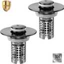 Bathroom Sink Drain Strainer(2PCS), Pop-up Sink Drain Strainer with Removable Stainless Steel Strainer Basket Hair Catcher, Bathroom Sink Strainer for Bathroom Sink Stopper Replacement