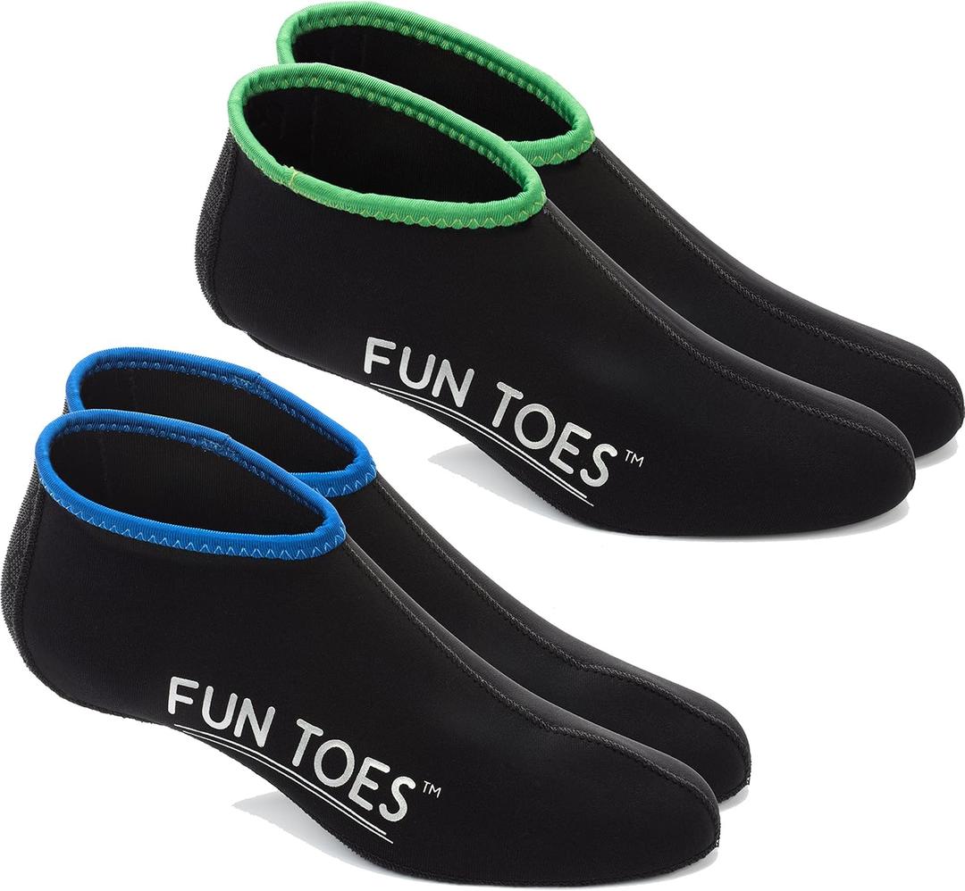 FUN TOES 2.5mm Neoprene Fin Socks for Water Sports Snorkeling, Scuba Diving, Paddling, Boarding, Jetskiing 2 Pairs (L)