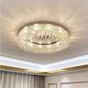 Modern Crystal Chandelier D24 Round Flush Mount Crystal Ceiling Light Chandeliers Chrome Chandelier Lighting Fixtures for Living Room Dining Room Bedroom