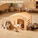 Spacious Rabbit Hideout Wooden Bunny House, Sturdy & Moldy-Proof Bunny Castle, Guinea Pig Hideout Cage Accessories for Rabbit Guinea Pig Chinchilla