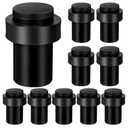 Chumia 10 Pcs Door Stopper Mounted Floor Stops Stainless Steel Cylindrical Stopper Modern Decorative Rubber Bumper Stops Holder Wall Protector for Bottom or Top of Door (Black)
