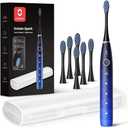 Oclean Electric Toothbrush for Adults, 150 Days Battery Life Electric Toothbrush, USB Rechargeable Sonic Travel Toothbrush with 6 Brush Heads & Travel Case, 5 Modes and Smart Timer (Blue)