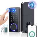Keyless Entry Fingerprint Door Lock - Smart Deadbolt Lock for Front Door with Keypad - Electronic Lock with APP - Biometric Digital Lock with Code - Auto Lock (Black-2)