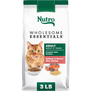 Nutro Wholesome Essentials Dry Cat Food, Adult Cat Food Dry Salmon & Brown Rice Recipe, 3 lb. Bag (3 Pound (Pack of 1))