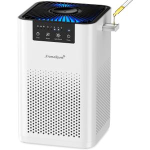 AromaRoom Air Purifiers for Bedroom with 3-in-1 HEPA Filter, Air Purifiers for Home Pet Pee Smell with Aromatherapy, Quiet 360 Airflow Air Cleaner for Office, Dorm, Apartment, Kitchen, AP102 White