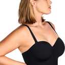 HSIA Longline Strapless Bra for Women, Anti-Slip Support Corset for Large Bust Convertible Bustier Bandeau for Big Breasts (Black) 36D