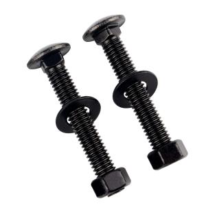 10 Sets 1/4-20 x 3 Carriage Bolts Screws Round Head Square Neck and Hex Nuts, Flat Washers 304 Stainless Steel 18-8 Full Thread, Black