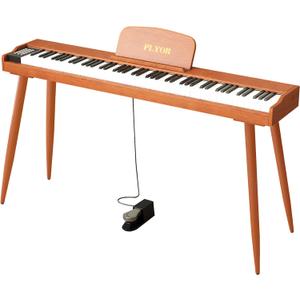 88 Key Digital Piano Keyboard with Stand & Sustain Pedal, Full-Size Semi Weighted Electric Piano for Beginners/Learners, Home Keyboard Piano with Headphone Jack, MIDI Connectivity, Brown