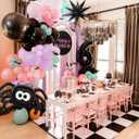 150Pcs Halloween Balloon Arch Kit, Pink Black Purple Balloons with Spider Explosion Star Foil Balloons Bat Stickers for Halloween Trick or Treat Girls Birthday Baby Shower Spooky Boo Party Decorations