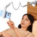 Phone Holder for Bed, Gooseneck Cell Phone Stand with Clamp Mount, 900 Rotation Overhead Lazy Bracket with Flexible Long Arm, Compatible with 4.7-7 Inches Cellphone (43.3 Inches Length)