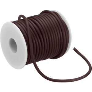 PATIKIL Hollow Pipe Rubber Cord 16 Yards 4mm, PVC Rubber Tube Cord 2mm Hole with Plastic Spool for Knitting Beading DIY Craft, Brown