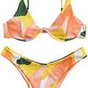 ZAFUL Ribbed Braided Straps Tanga Cheeky Bikini Swimwear M